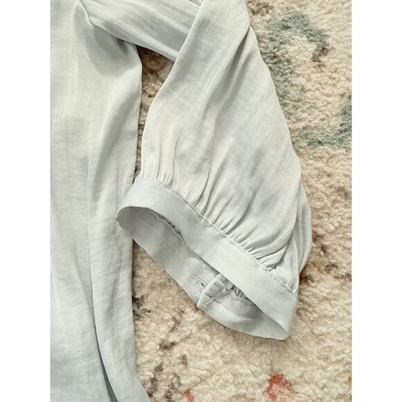 Women's Lauren Conrad light blue Ruffled Button-Up Long Sleeve Blouse Size small - Picture 12 of 15